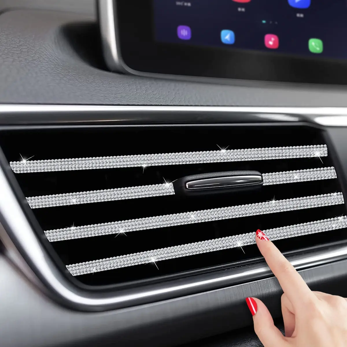 INSAUTO Bling Car Vent Outlet Trim 10-Pack | Sparkly Rhinestone Interior Decoration for Women - view 2