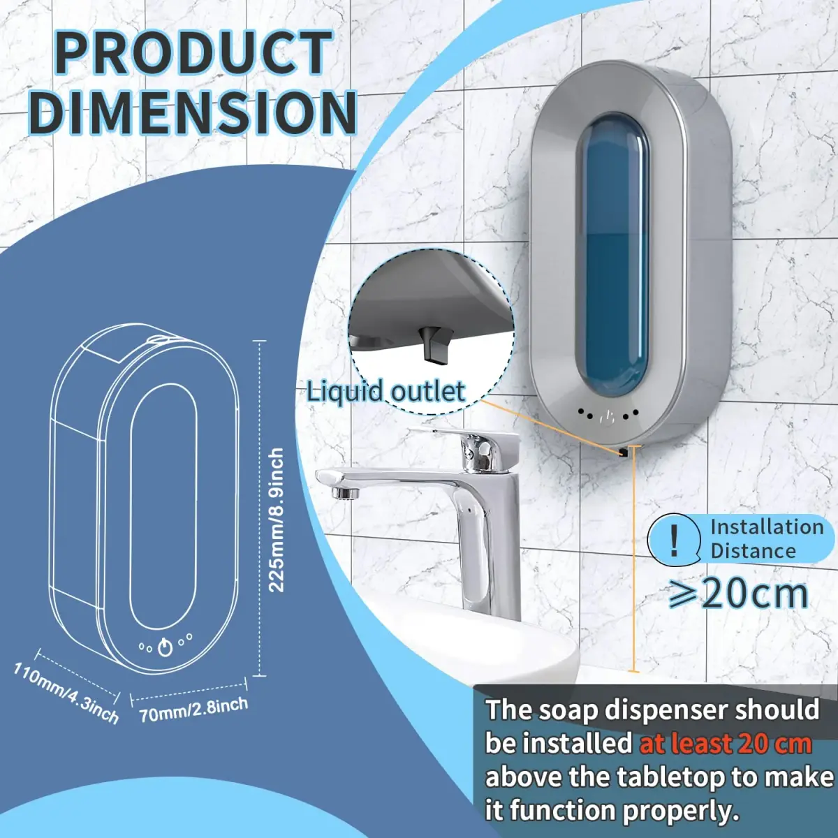 Haiaoxonr Automatic Soap Dispenser 700ml | Touchless Wall Mount for Bathroom & Kitchen - view 3