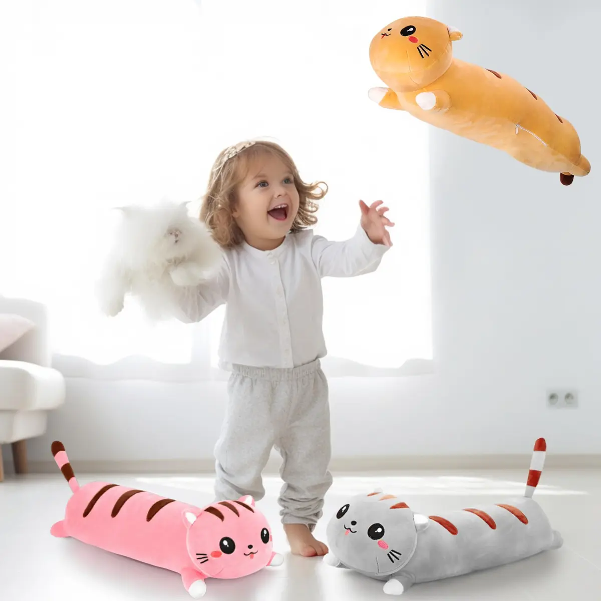 AFAN Long Cat Plush 42 Inch | Cute Realistic Body Stuffed Animal Pillow for Kids & Adults - view 5