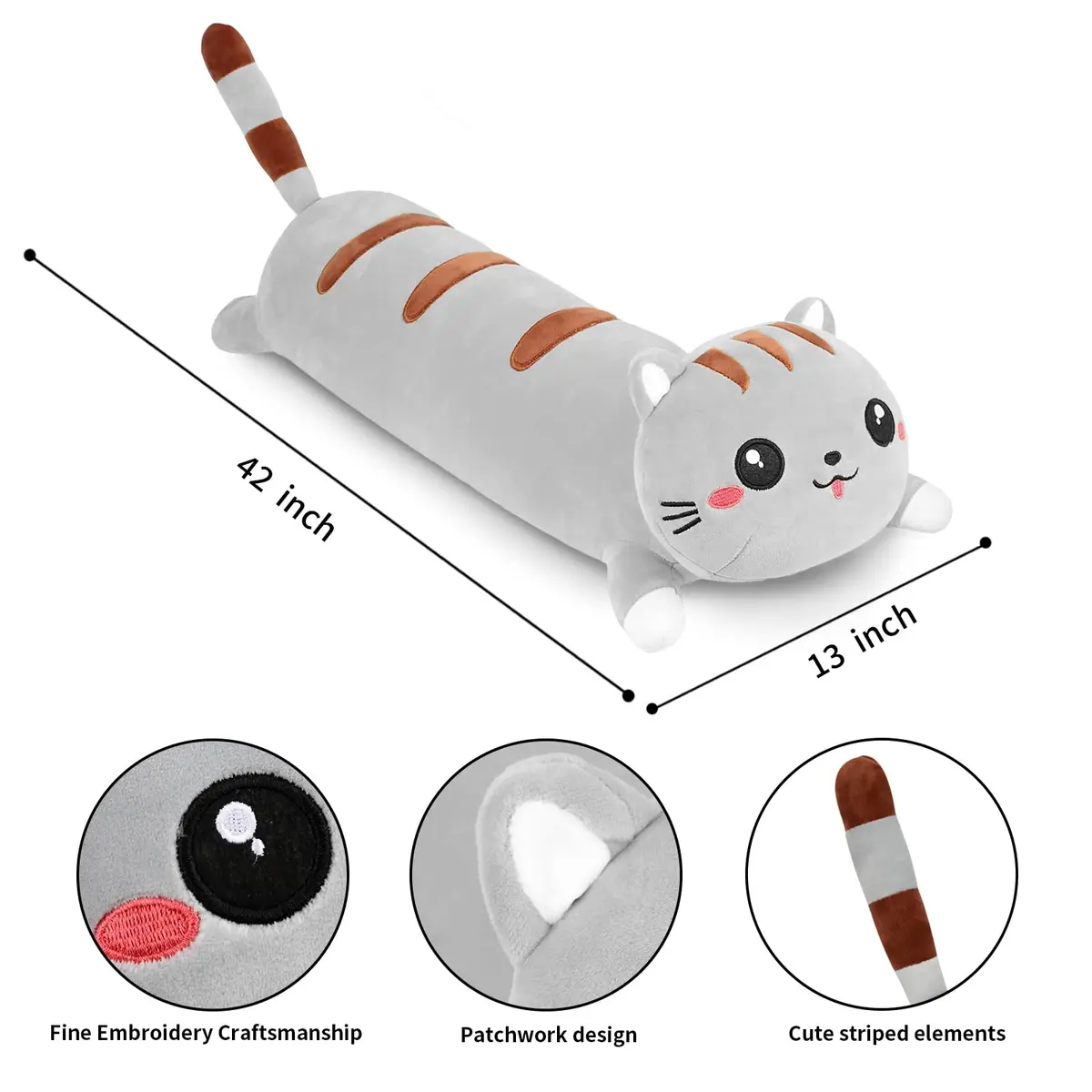 AFAN Long Cat Plush 42 Inch | Cute Realistic Body Stuffed Animal Pillow for Kids & Adults - view 2