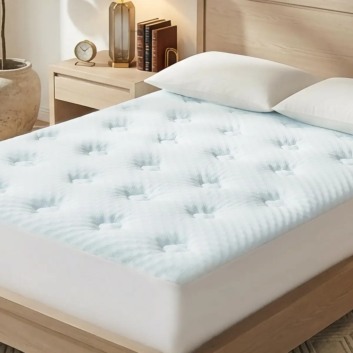 Hansleep Queen Mattress Topper 135cm x 190cm (53" x 75") | Gel Memory Foam & Bamboo Viscose for Back Pain Relief - main product image