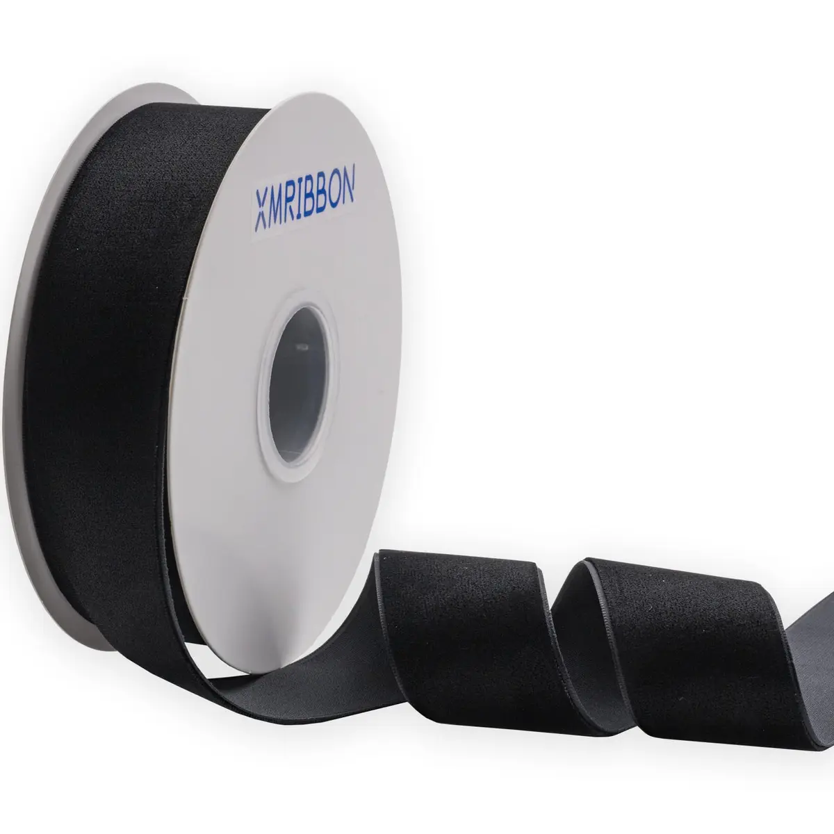 XMRIBBON Black Velvet Ribbon Single Sided 3.8 cm (1 1/2 Inch) by 9.14 m (10 Yards) Spool | Classic Solid Nylon Craft Ribbon - main product image