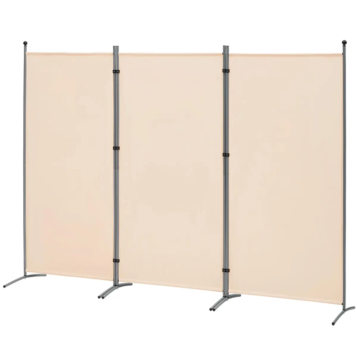 Spurgehom 3 Panel Folding Room Divider Privacy Screen 208 cm (102" W x 71" H) | Freestanding Beige Fabric Partition - main product image
