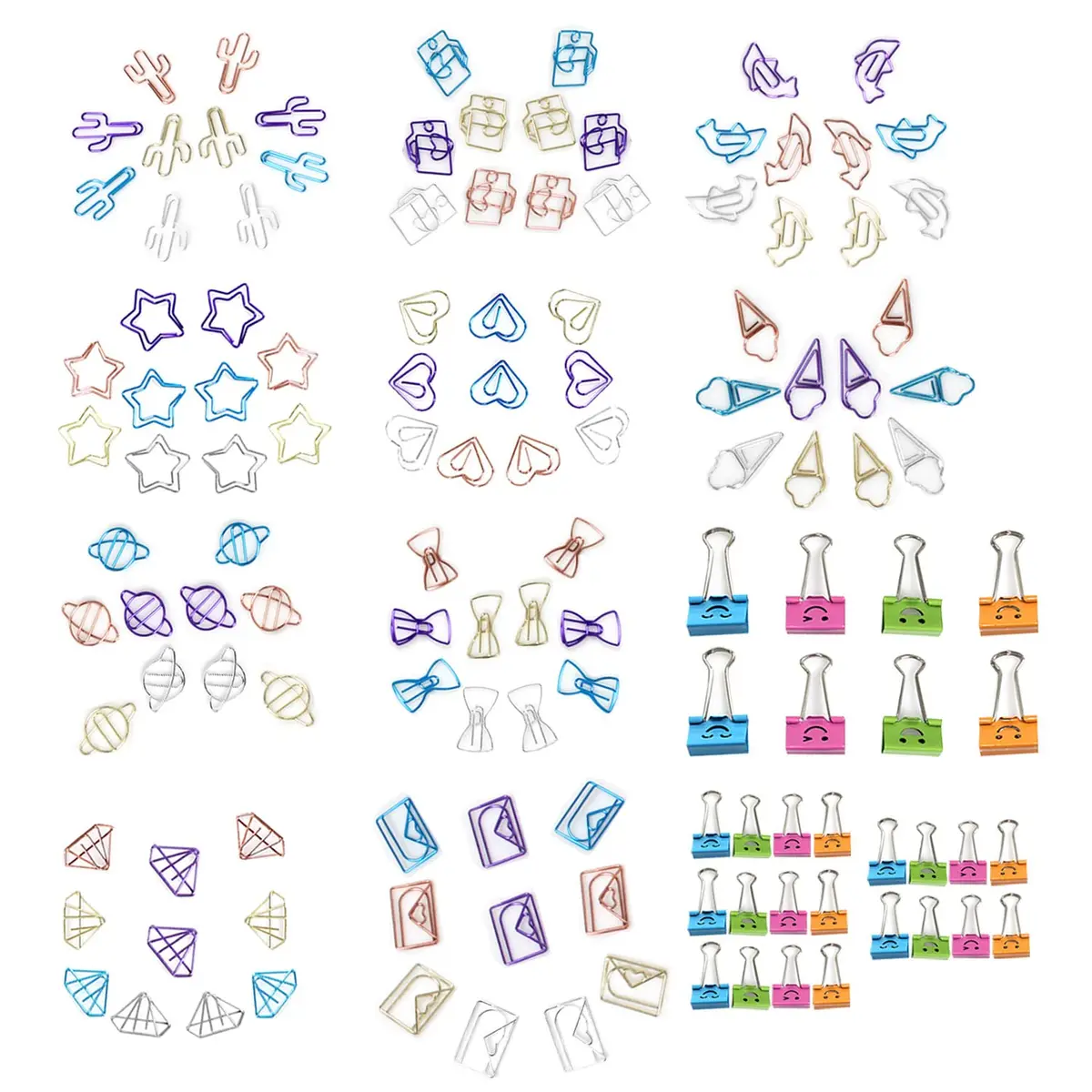 Auson 128 Pcs Colorful Paperclips and Binder Clips Set | 10 Patterns, Rust-Resistant, Holds Up To 50 Sheets - main product image