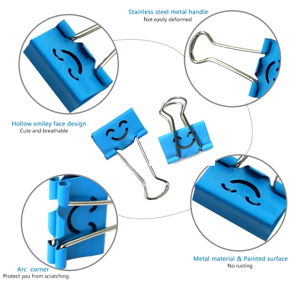 Auson 128 Pcs Colorful Paperclips and Binder Clips Set | 10 Patterns, Rust-Resistant, Holds Up To 50 Sheets - view 4