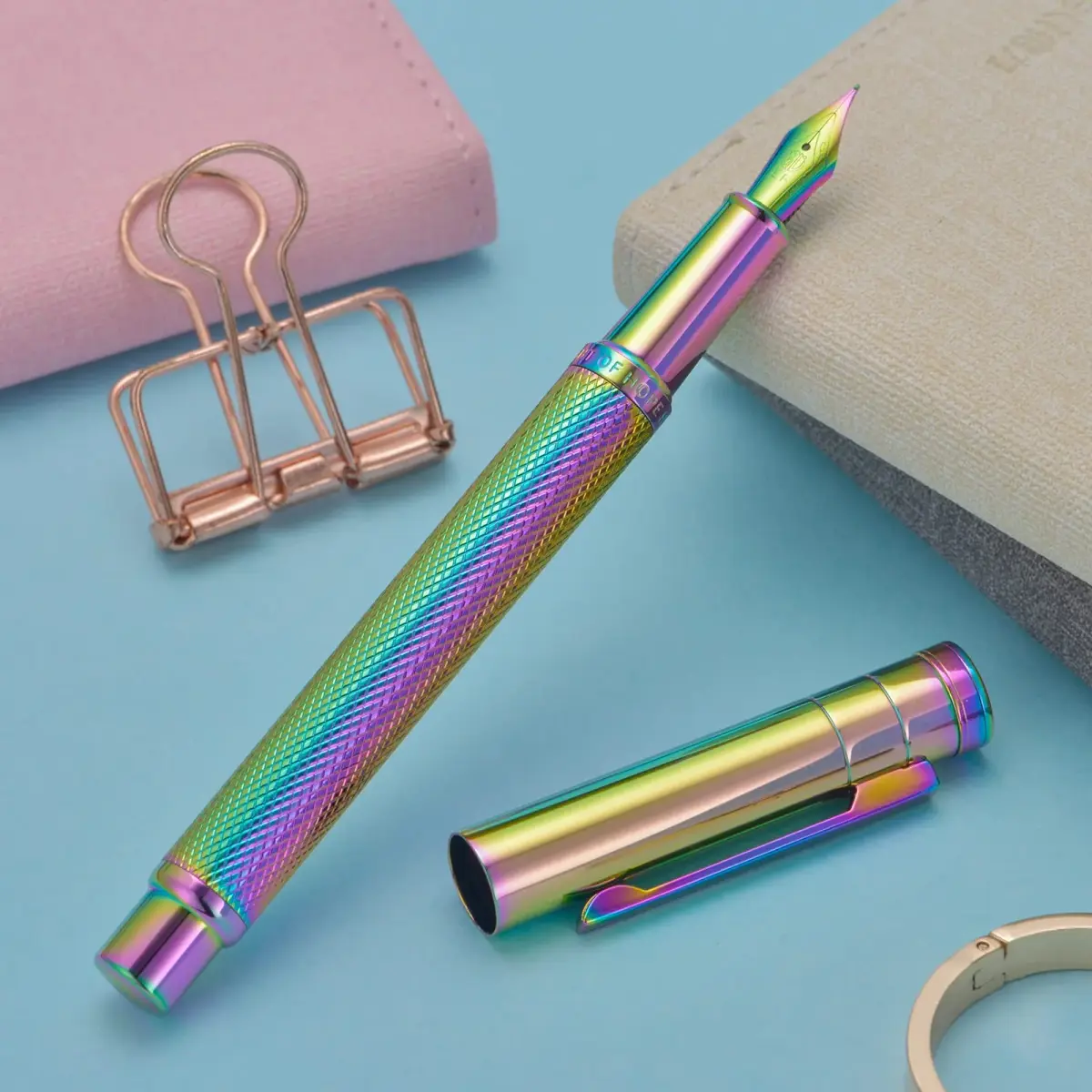 Asvine Hongdian Forest Fountain Pen Bent Nib Rainbow Color 1.0mm (13.8cm) | Smooth Ink Flow for Professionals - view 5