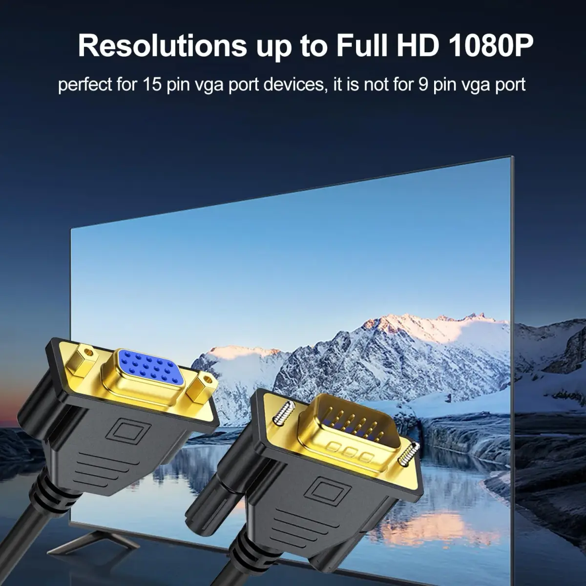 UV-CABLE VGA Extension Cable 3FT (0.91 m) Male to Female | 1080P Full HD Support - view 5