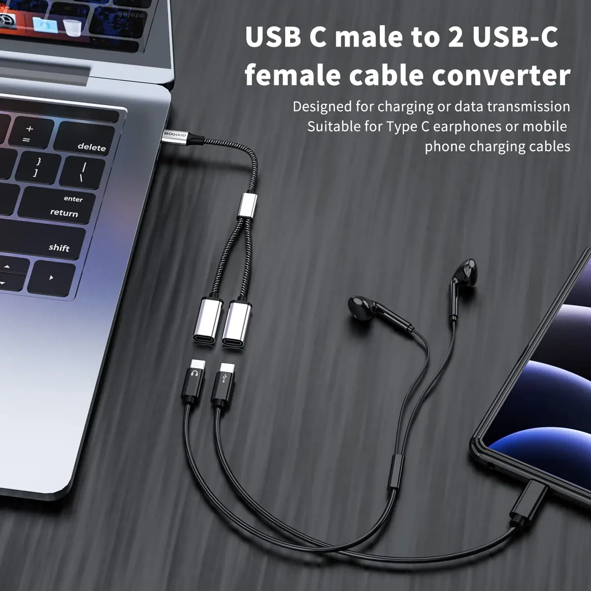 MOGOOD USB C to Dual USB C Female Adapter, 2 Ports, 5V/0.9A Output | Expands One USB-C to Two USB-C Data Ports - view 5