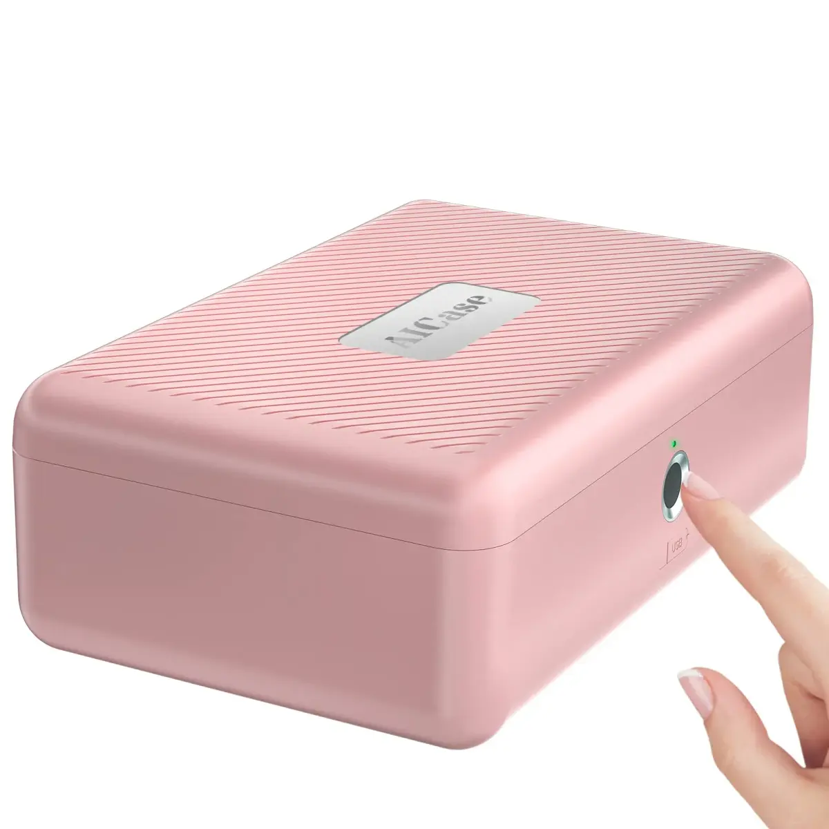 AICase Biometric Fingerprint Safe Box Pink | Rechargeable Lock Box for Home Office Travel - main product image