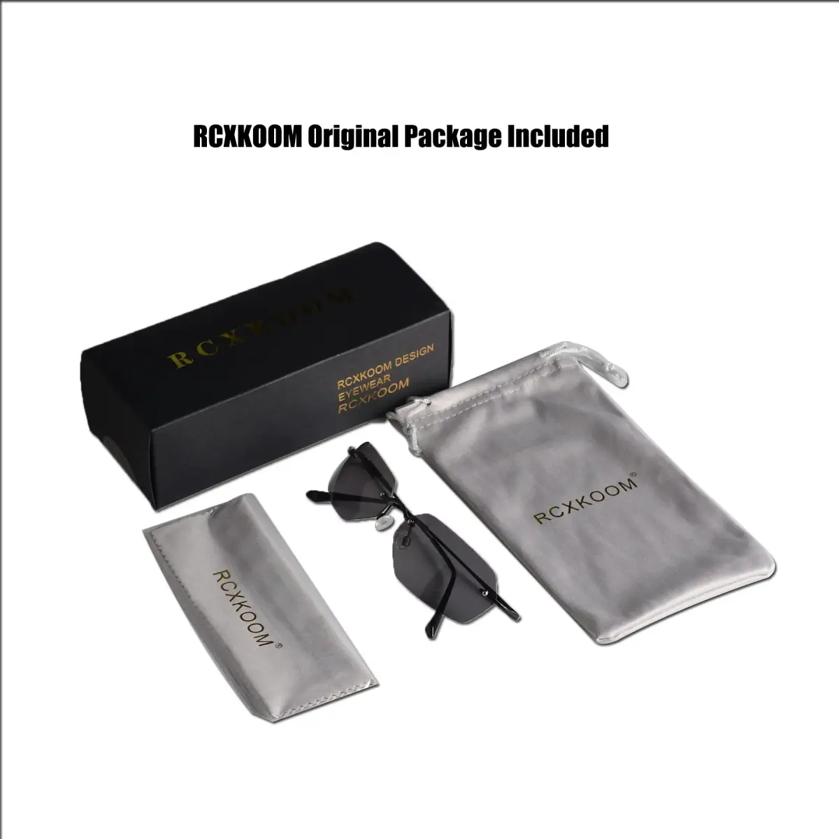 RCXKOOM Agent Smith Matrix Sunglasses | Polarized Square Rimless Metal Frame 62mm Lens - view 7