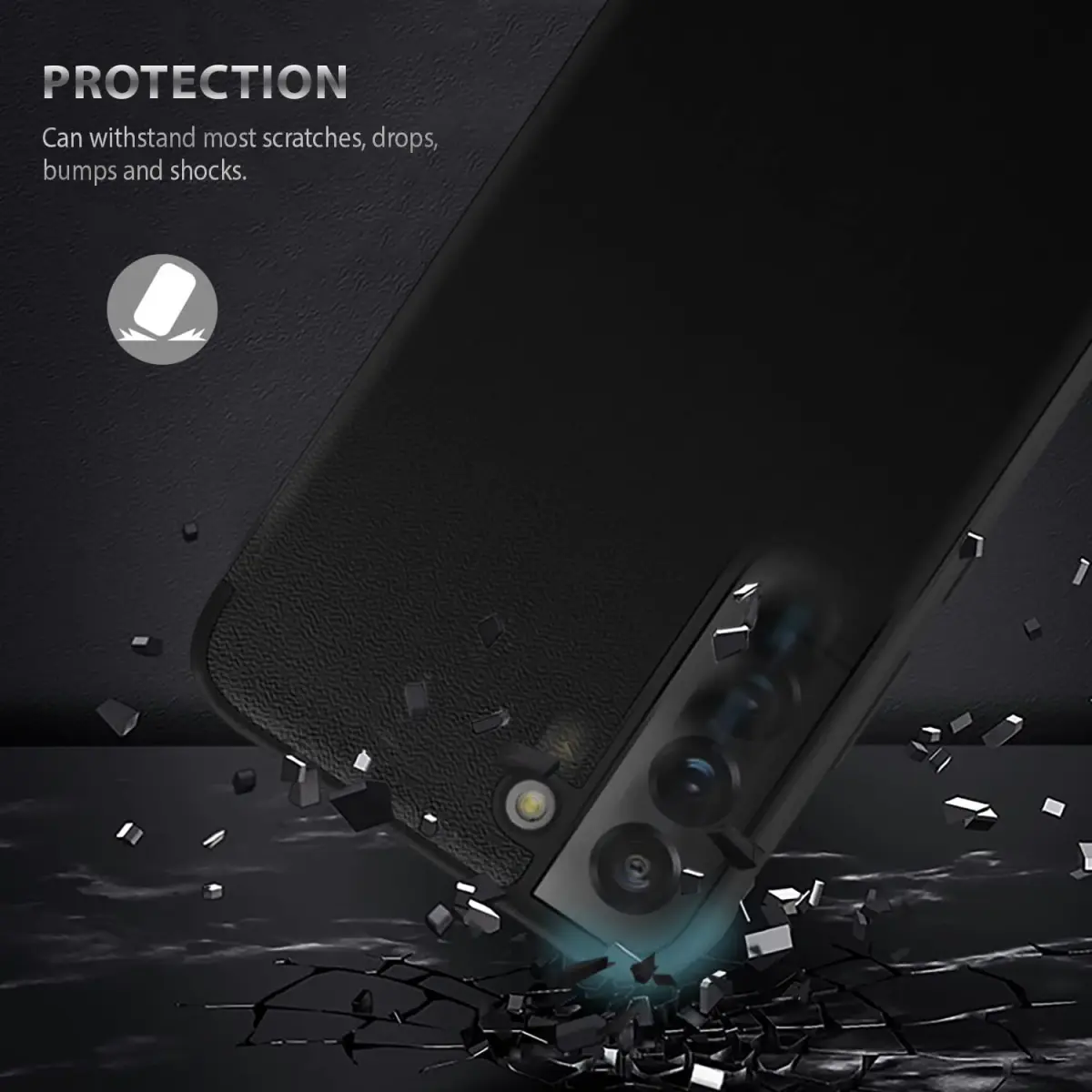 ZUSLAB Flip Case for Samsung Galaxy S22+ 6.6'' 2022 | Black Translucent Matte PC Folio with Window View - view 7