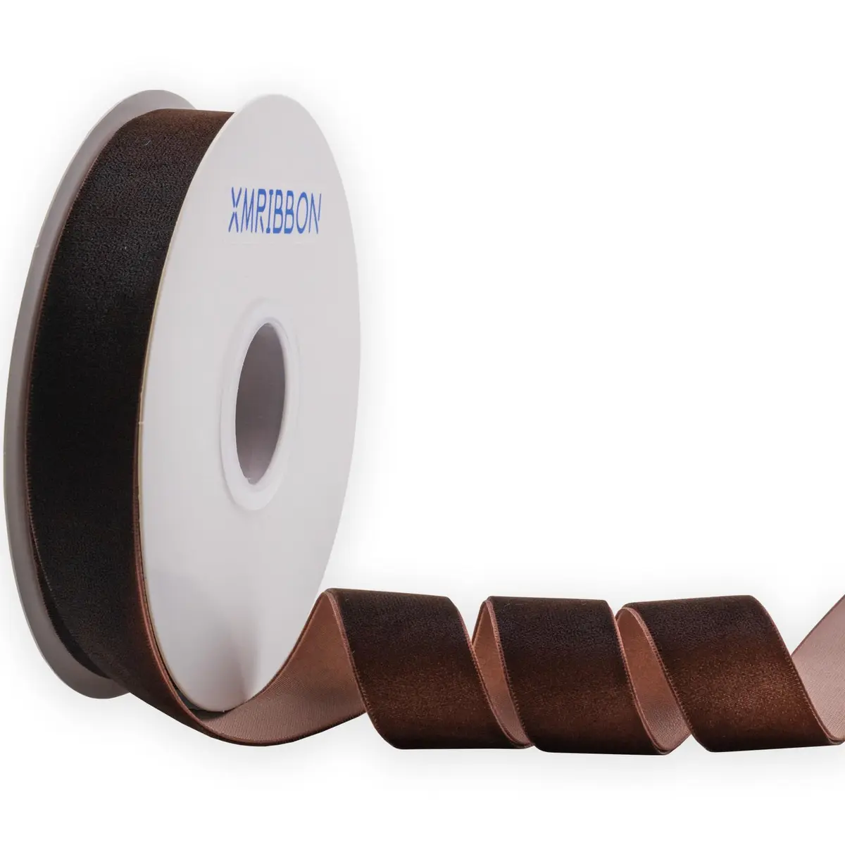 XMRIBBON Coffee Velvet Ribbon Single Sided 1 Inch x 10 Yards | Soft Nylon Craft Ribbon - main product image