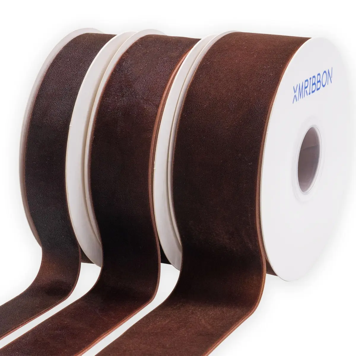 XMRIBBON Coffee Velvet Ribbon Single Sided 1 Inch x 10 Yards | Soft Nylon Craft Ribbon - view 5