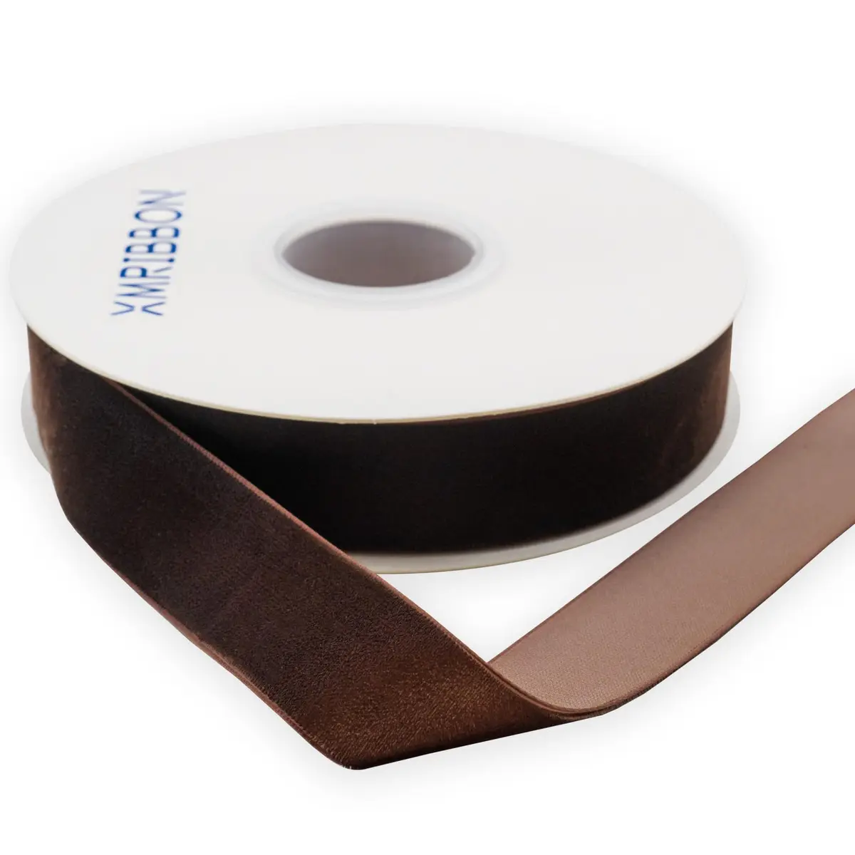 XMRIBBON Coffee Velvet Ribbon Single Sided 1 Inch x 10 Yards | Soft Nylon Craft Ribbon - view 3