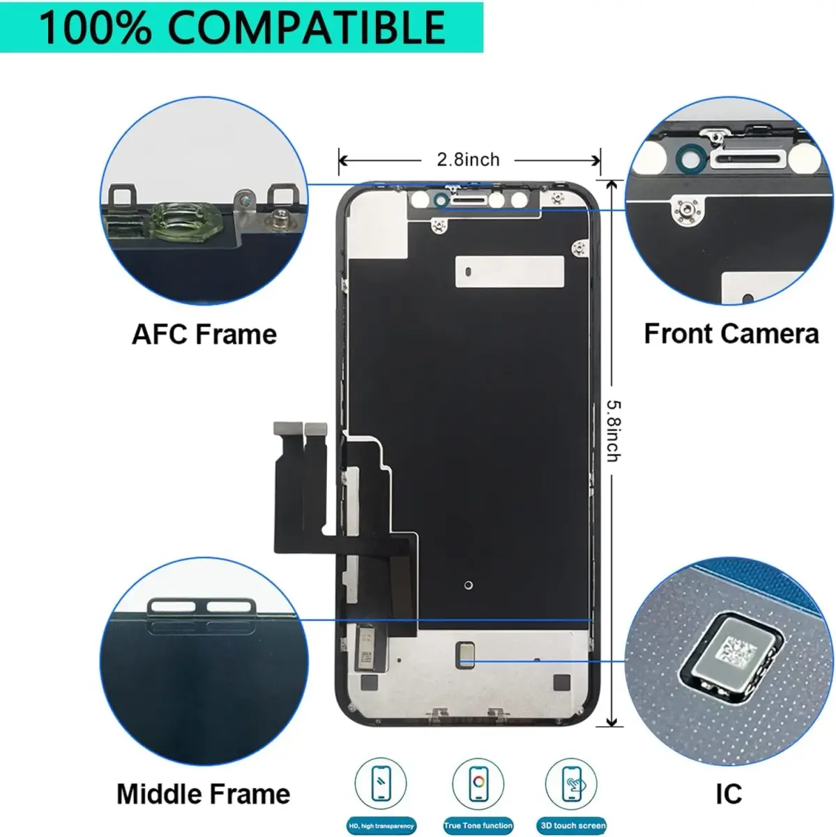 SIMDOG iPhone 11 Screen Replacement Kit 6.1" (15.5 cm) | Full HD Display with Tools & Tempered Glass - view 6