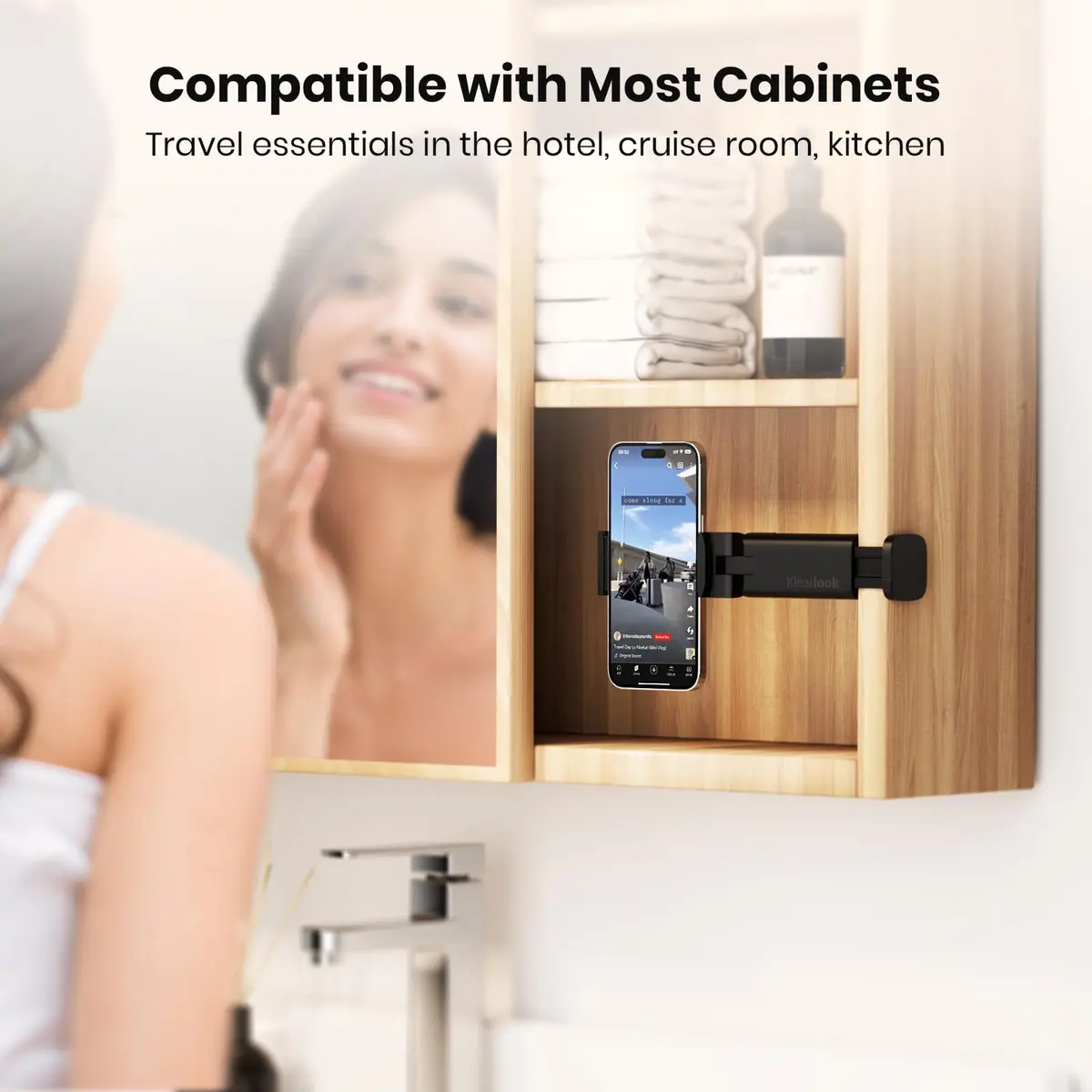 Klearlook 2-Pack Airplane Phone Holder Mount, Black | 360° Rotating Travel Stand for Phones 4.7-6.9 inches - view 5