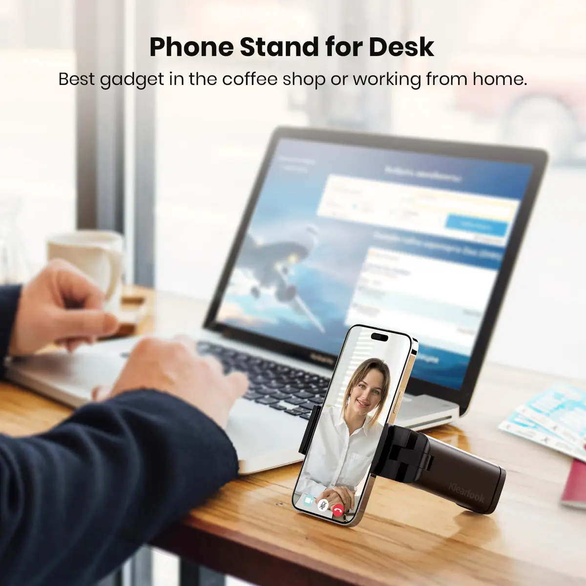 Klearlook 2-Pack Airplane Phone Holder Mount, Black | 360° Rotating Travel Stand for Phones 4.7-6.9 inches - view 4