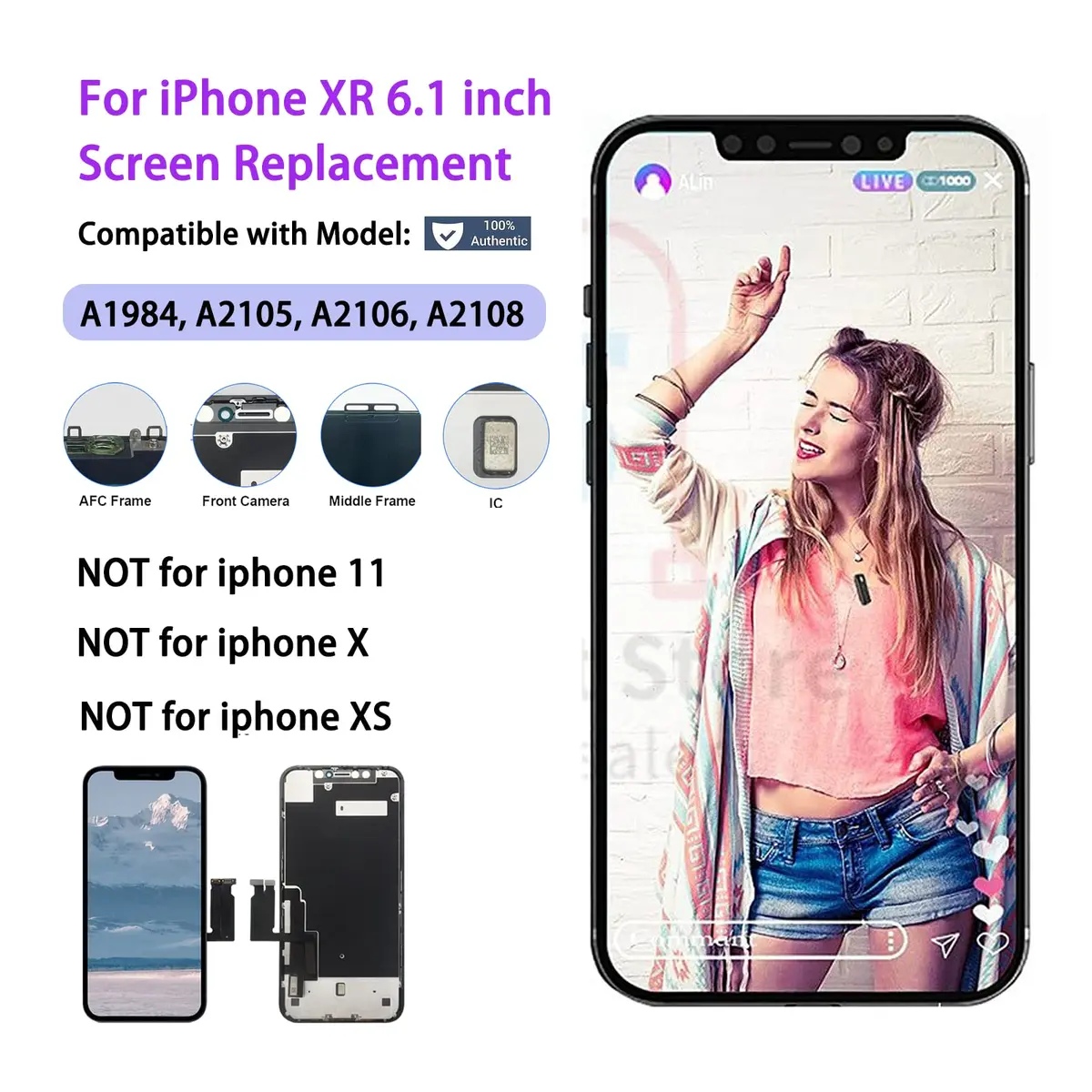 SIMDOG iPhone XR LCD Screen Replacement 6.1 inch | Easy DIY Repair Kit with Tools - view 3