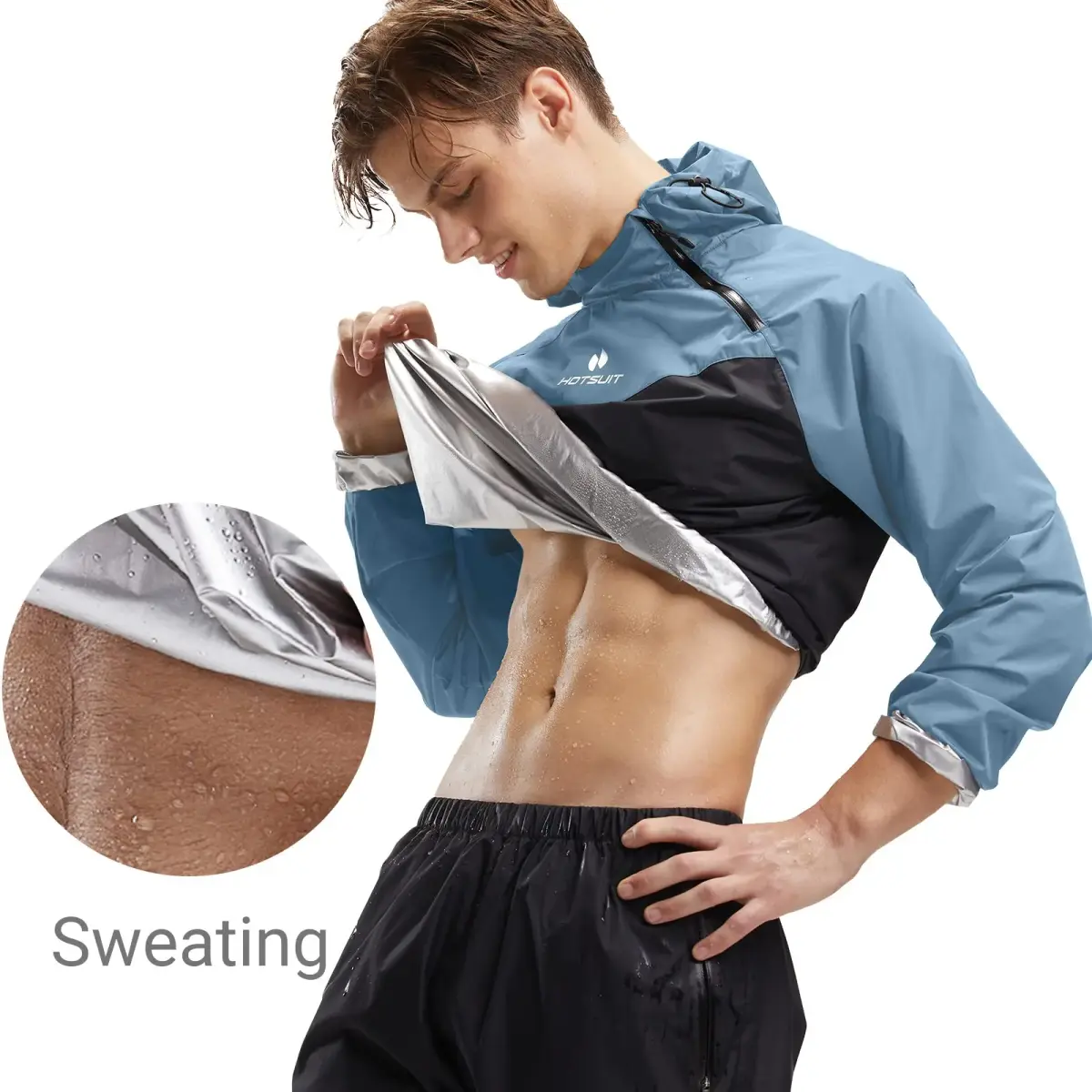 HOTSUIT Men's Sauna Suit - A. Blue Jacket & Pants, 4X-Large for Intense Weight Loss Workouts - view 2