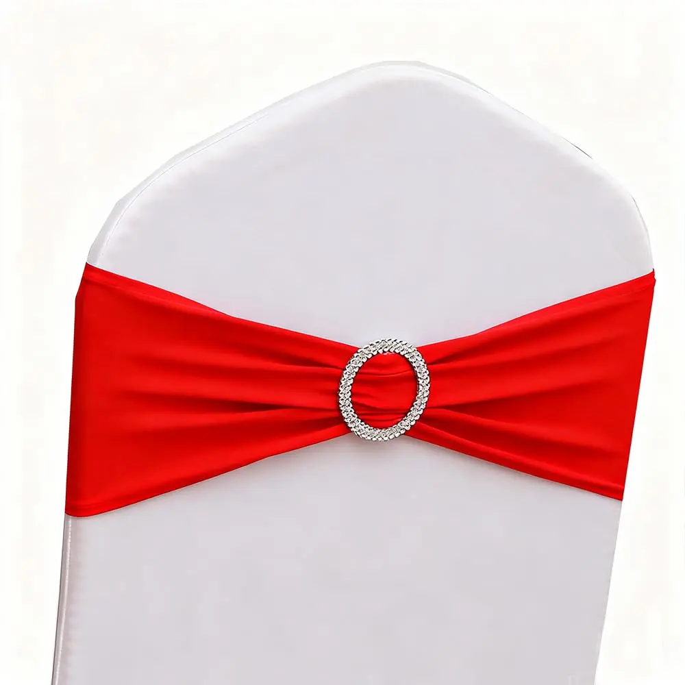 Gankar Red Spandex Chair Sashes 50 Pack (1.288 kg) | Wedding & Party Chair Bands with Buckles - view 5
