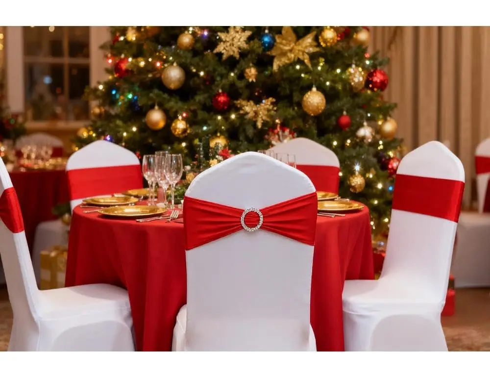 Gankar Red Spandex Chair Sashes 50 Pack (1.288 kg) | Wedding & Party Chair Bands with Buckles - view 2