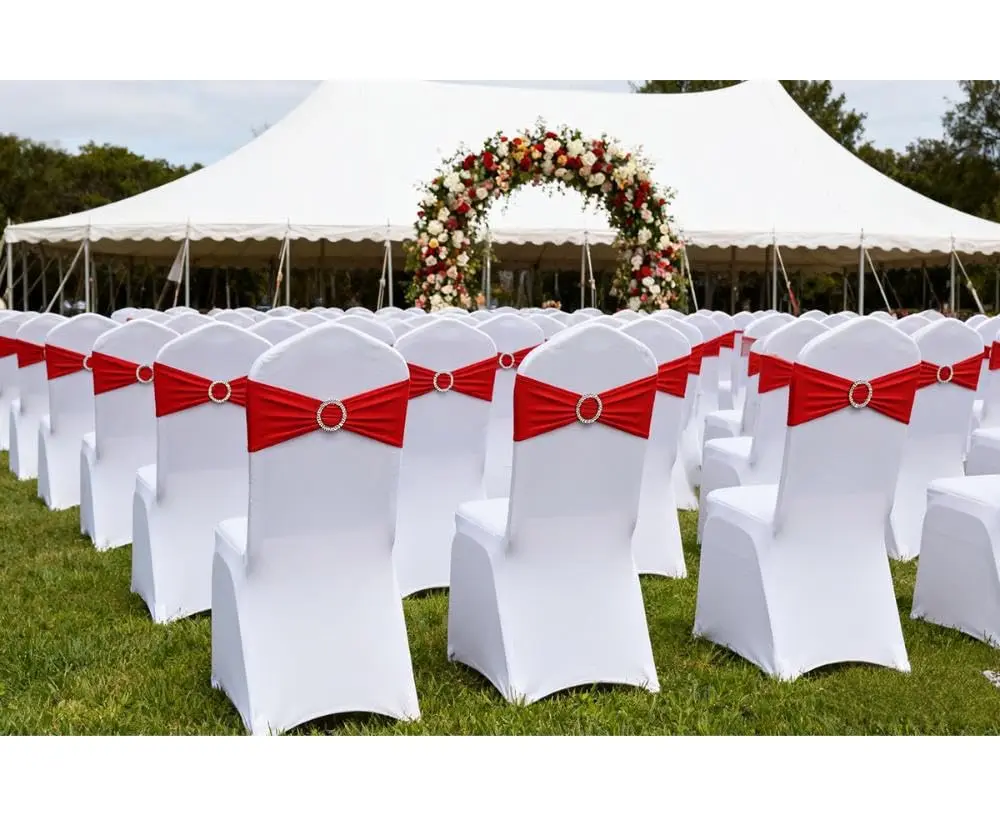 Gankar Red Spandex Chair Sashes 50 Pack (1.288 kg) | Wedding & Party Chair Bands with Buckles - view 3