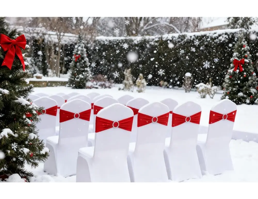 Gankar Red Spandex Chair Sashes 50 Pack (1.288 kg) | Wedding & Party Chair Bands with Buckles - view 4