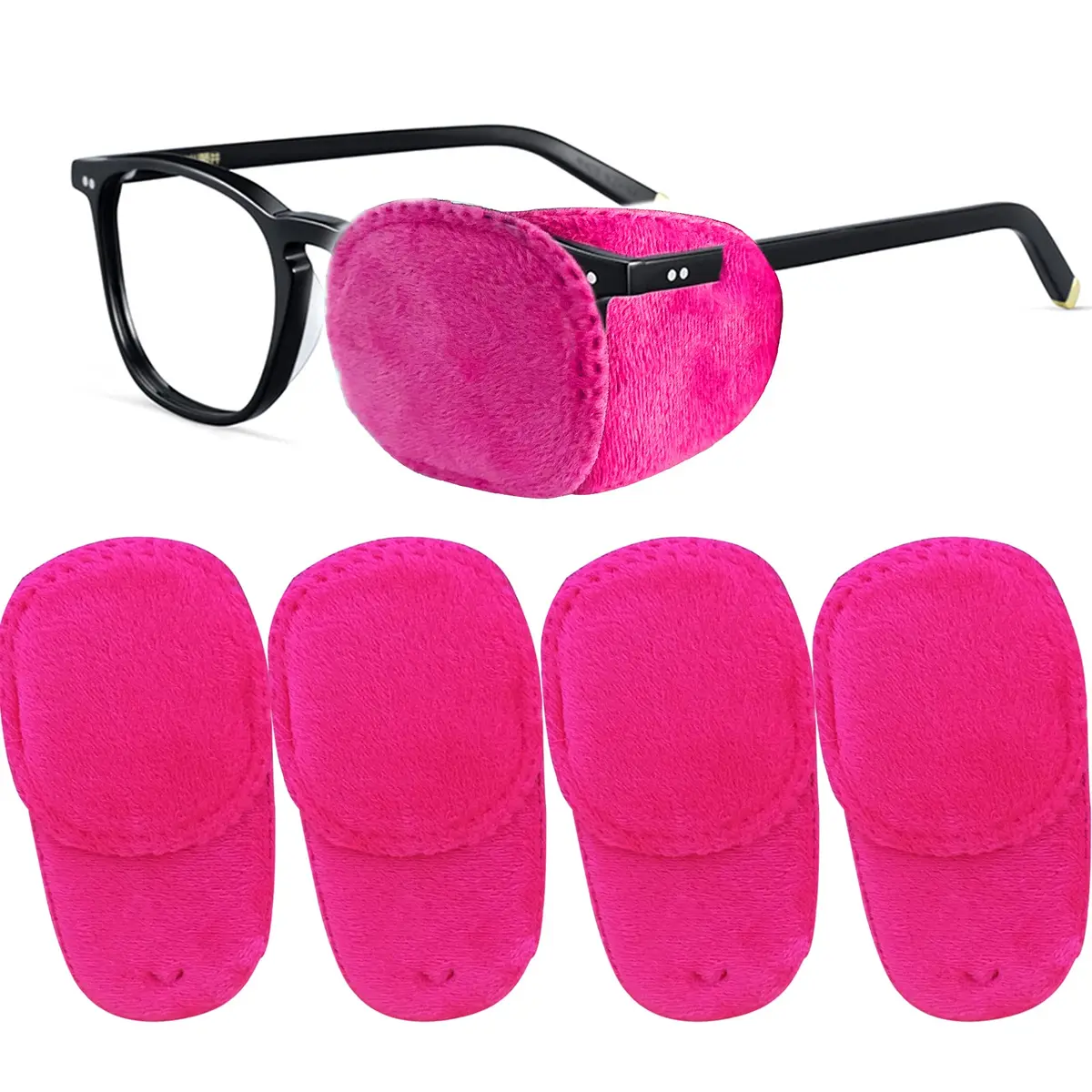 THSIREE Pink Velvet Eye Patches for Kids (4 Pack) | Soft & Comfortable for Lazy Eye Treatment - view 9