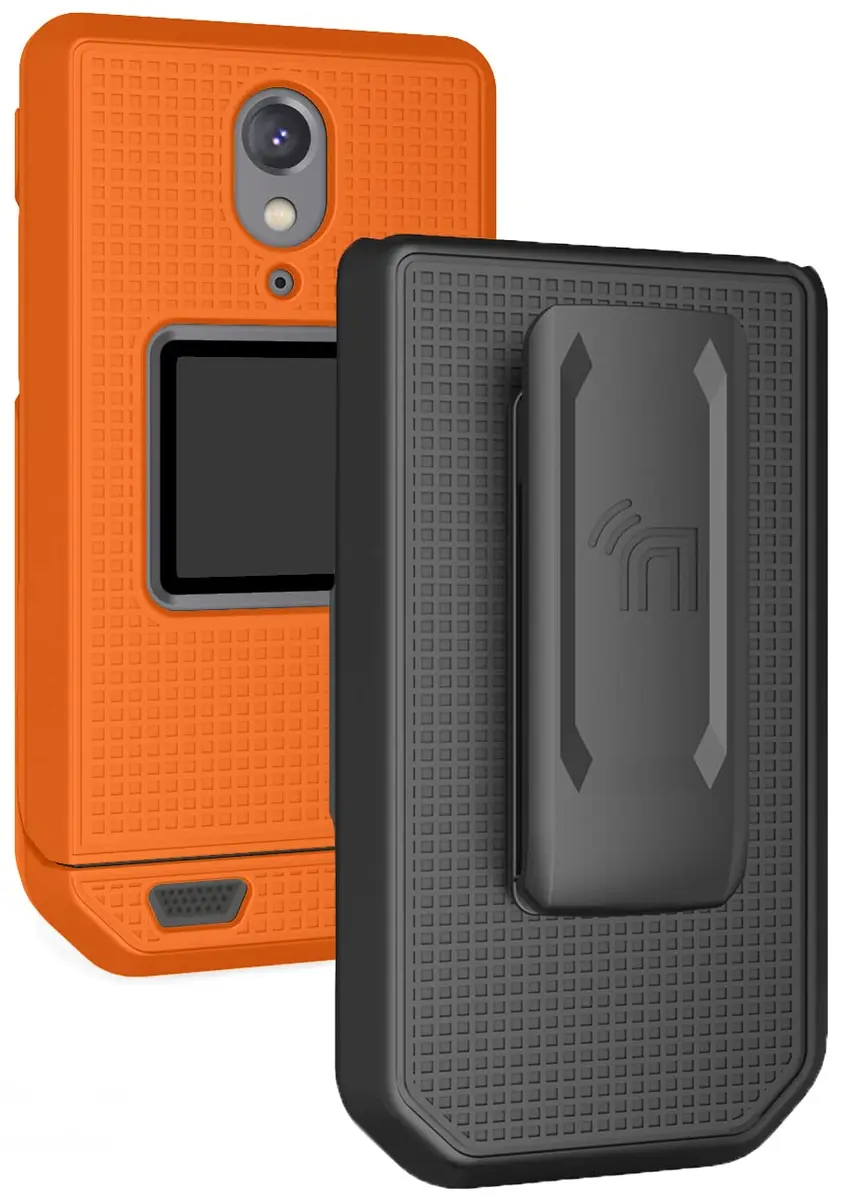Nakedcellphone CAT S22 Flip Case with Belt Clip - Bright Orange | Hard Shell Rotating Holster Holder - main product image