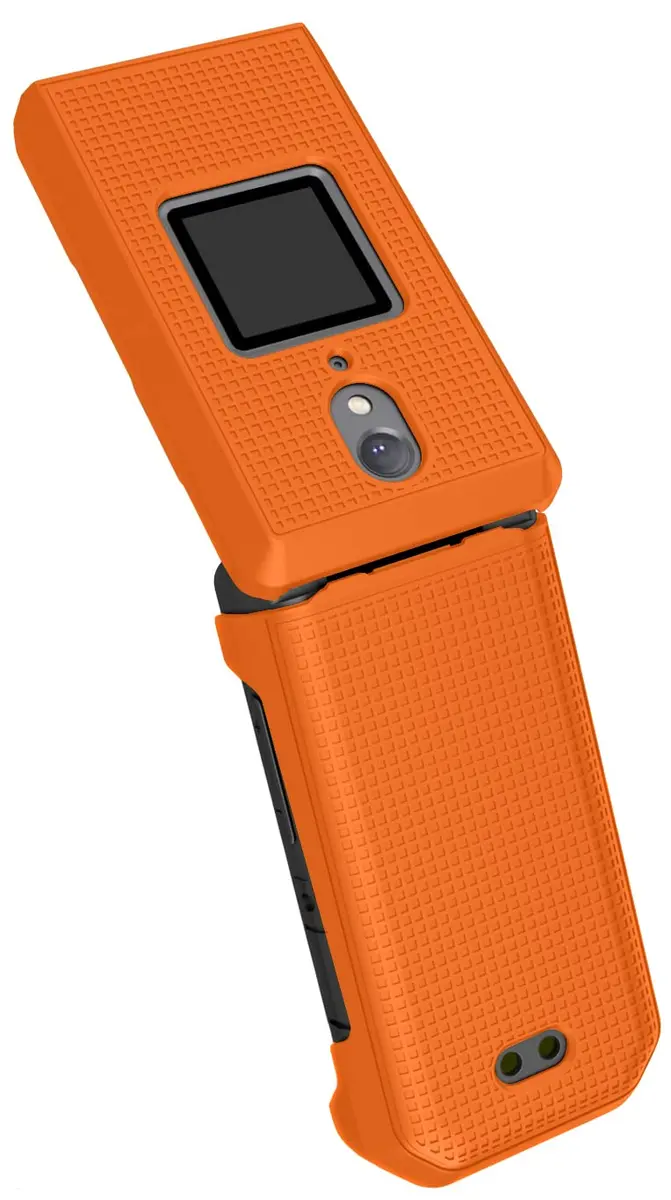Nakedcellphone CAT S22 Flip Case with Belt Clip - Bright Orange | Hard Shell Rotating Holster Holder - view 6