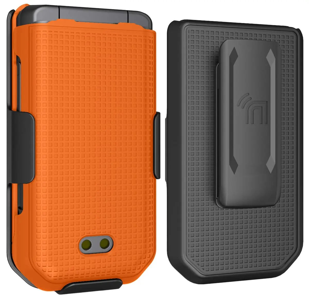 Nakedcellphone CAT S22 Flip Case with Belt Clip - Bright Orange | Hard Shell Rotating Holster Holder - view 8