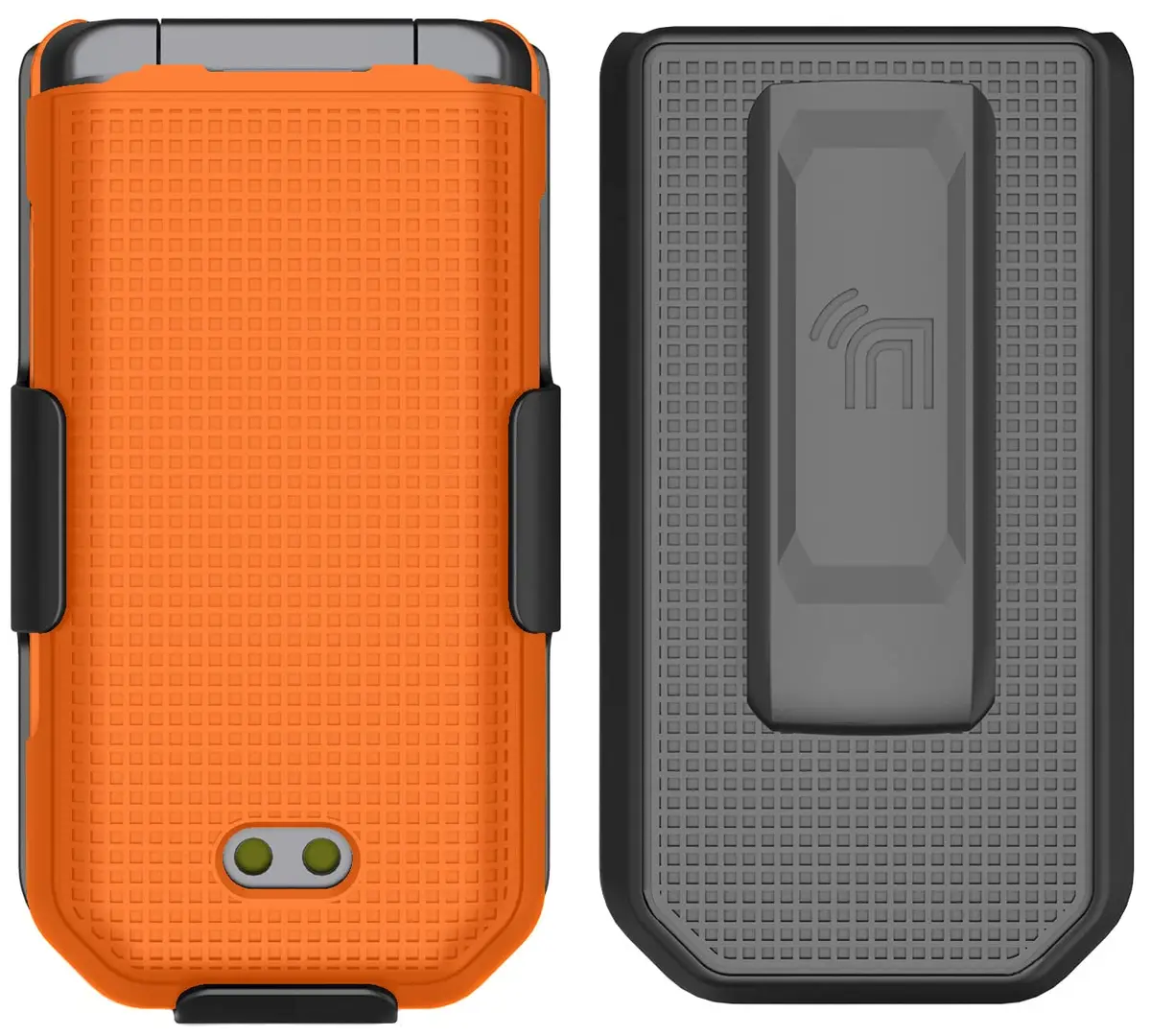 Nakedcellphone CAT S22 Flip Case with Belt Clip - Bright Orange | Hard Shell Rotating Holster Holder - view 3