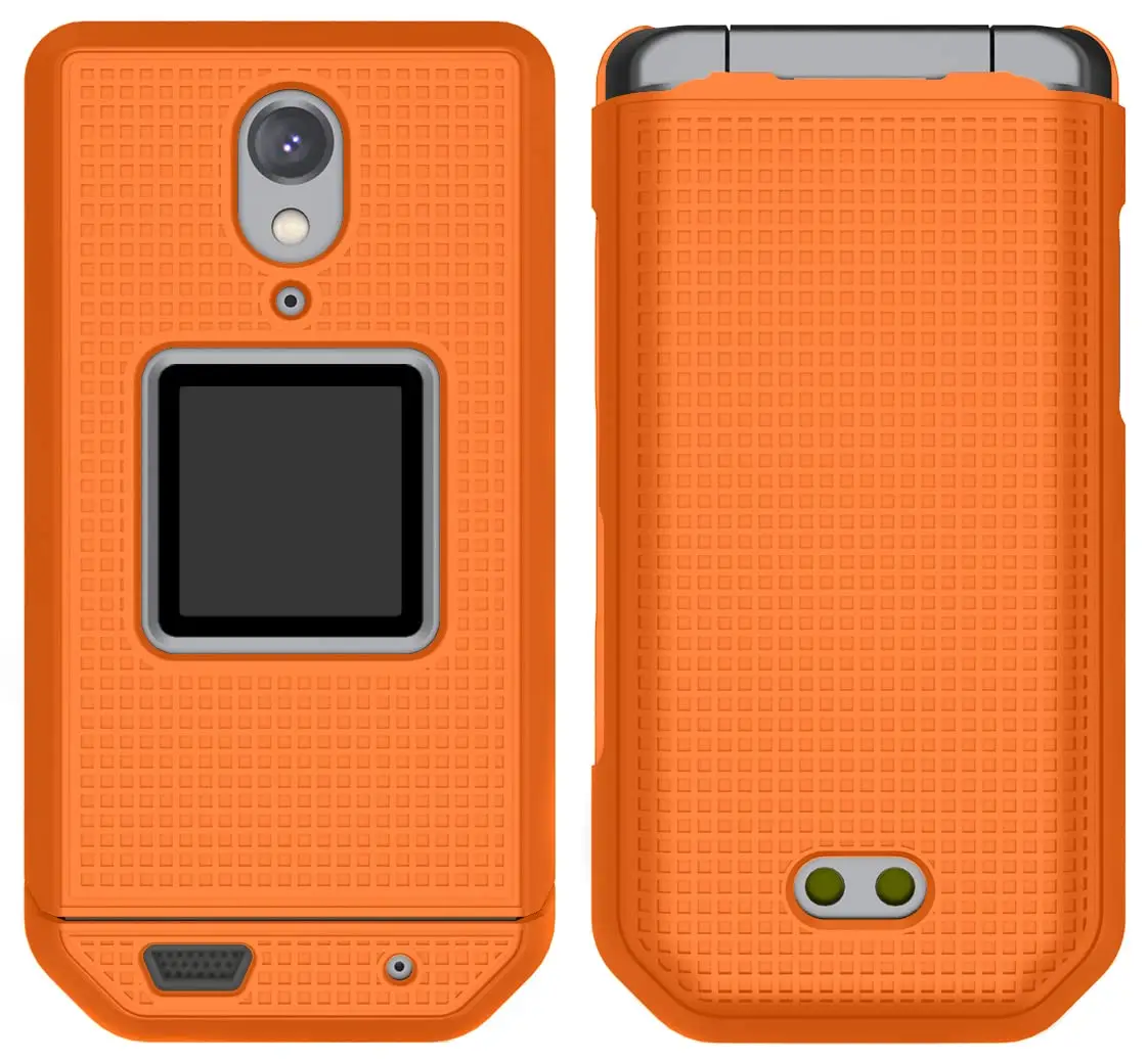 Nakedcellphone CAT S22 Flip Case with Belt Clip - Bright Orange | Hard Shell Rotating Holster Holder - view 4