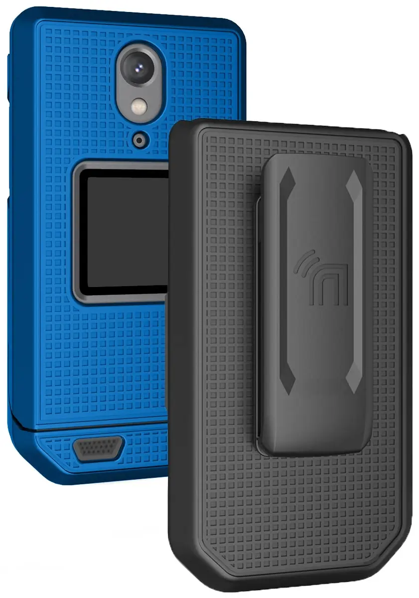 Nakedcellphone Combo for CAT S22 Flip Phone Case with Belt Clip - Blue | Slim Polycarbonate Cover & Rotating Holster - main product image