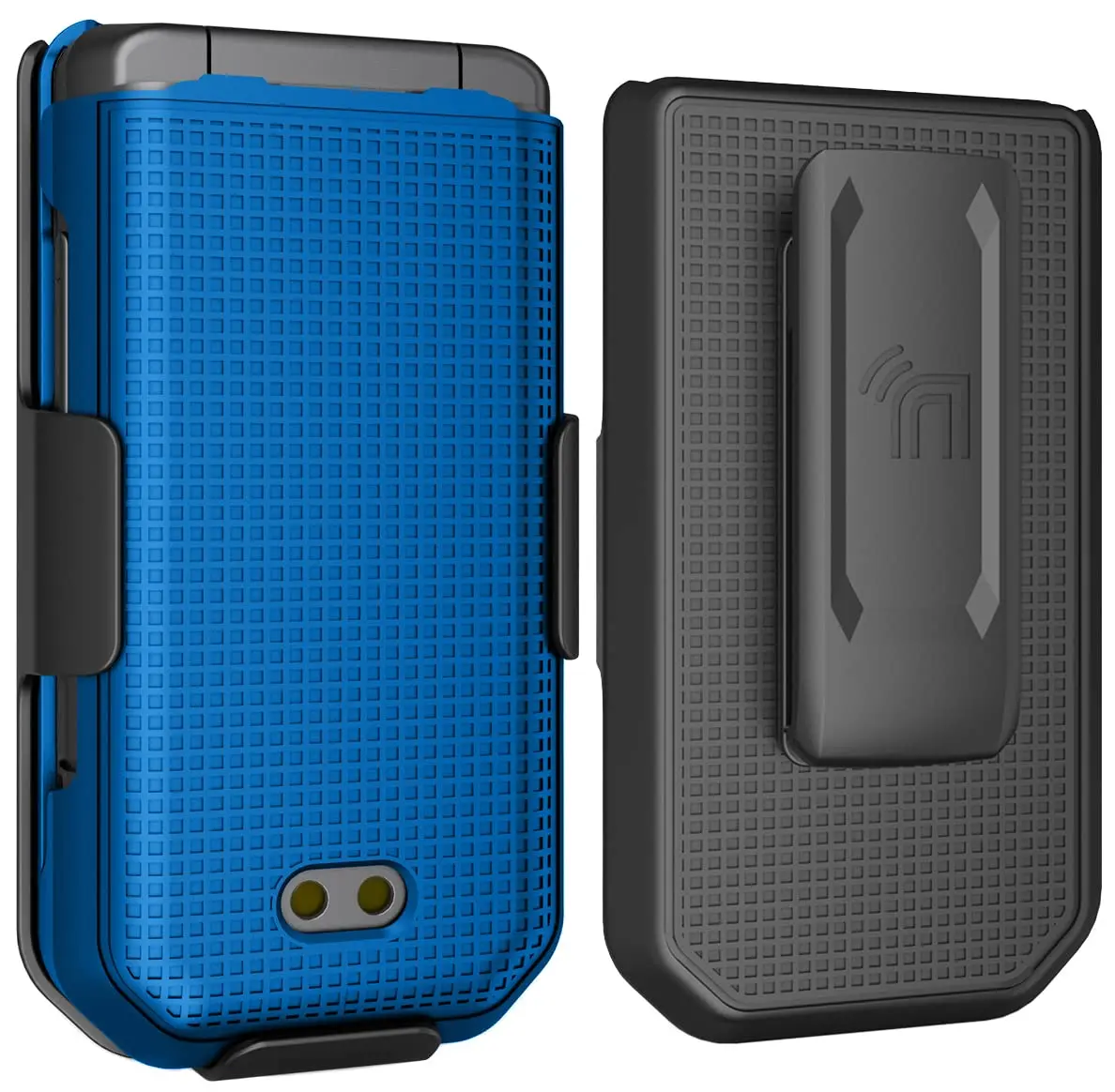 Nakedcellphone Combo for CAT S22 Flip Phone Case with Belt Clip - Blue | Slim Polycarbonate Cover & Rotating Holster - view 8