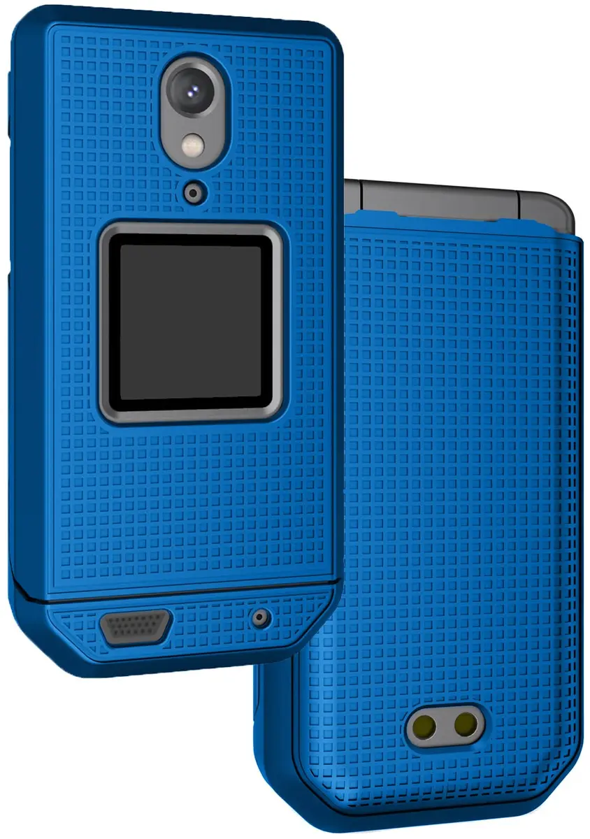 Nakedcellphone Combo for CAT S22 Flip Phone Case with Belt Clip - Blue | Slim Polycarbonate Cover & Rotating Holster - view 2