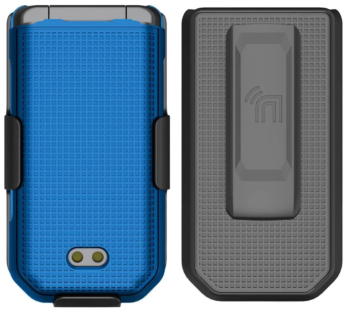 Nakedcellphone Combo for CAT S22 Flip Phone Case with Belt Clip - Blue | Slim Polycarbonate Cover & Rotating Holster - view 3