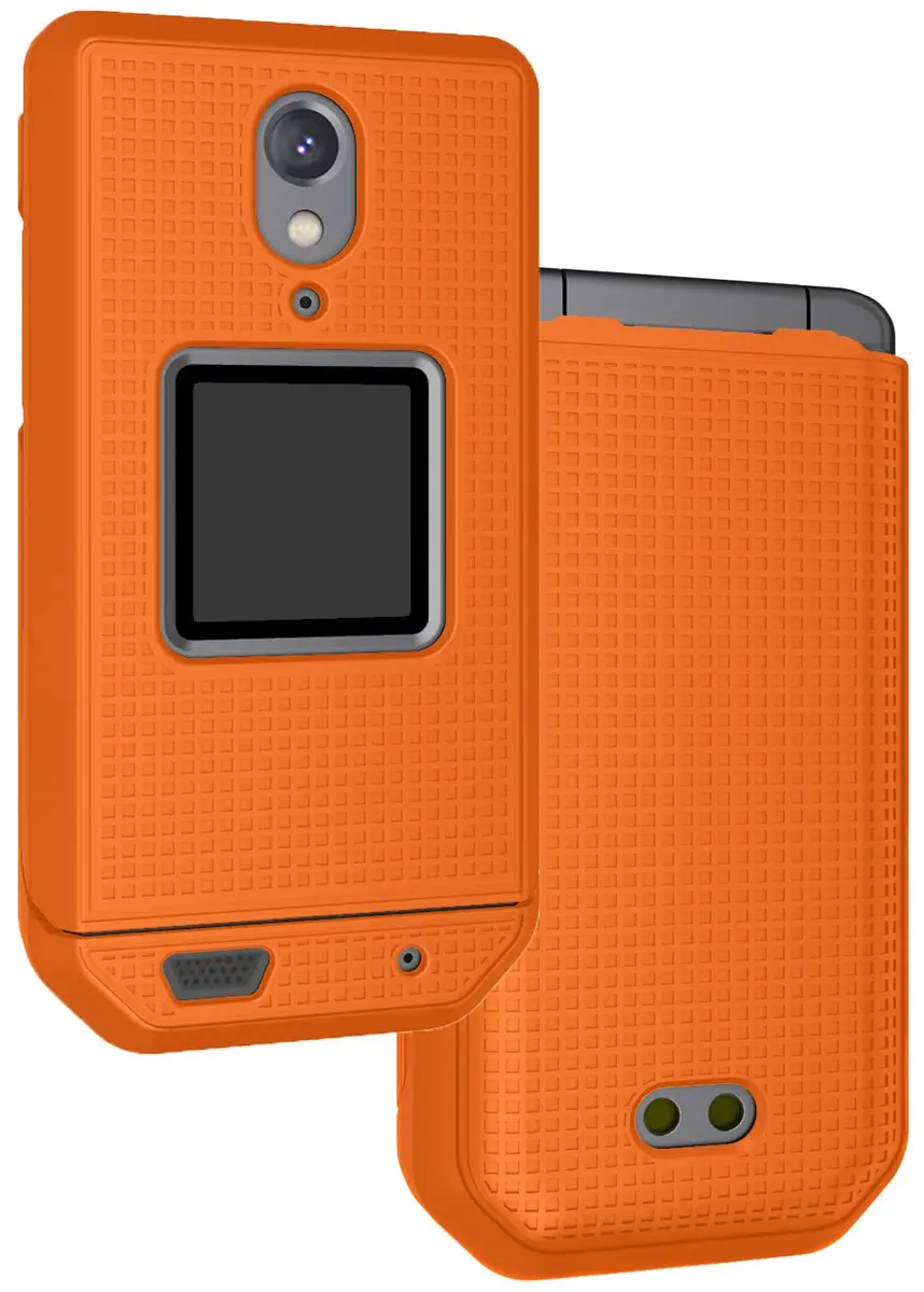 Nakedcellphone Grid Series CAT S22 Flip Phone Case - Bright Orange | Protective Hard Shell Cover - main product image