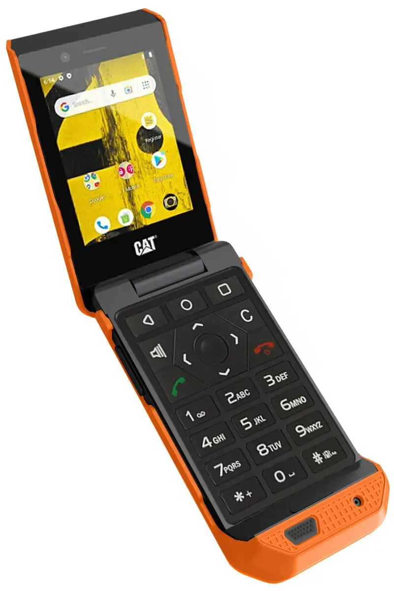 Nakedcellphone Grid Series CAT S22 Flip Phone Case - Bright Orange | Protective Hard Shell Cover - view 6