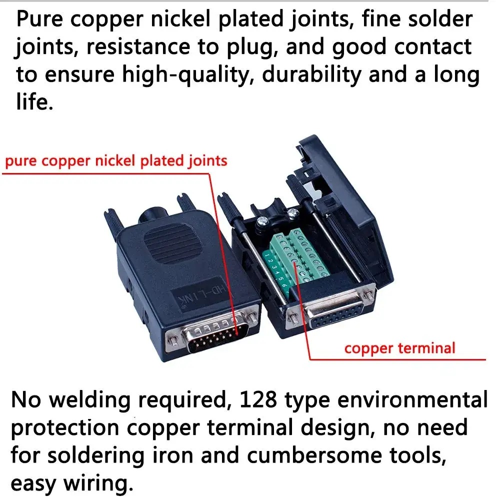 ANMBEST DB15 Female Solderless RS232 Serial to 15 Pin Terminal Adapter 2-Pack | Connects Legacy Devices - view 3