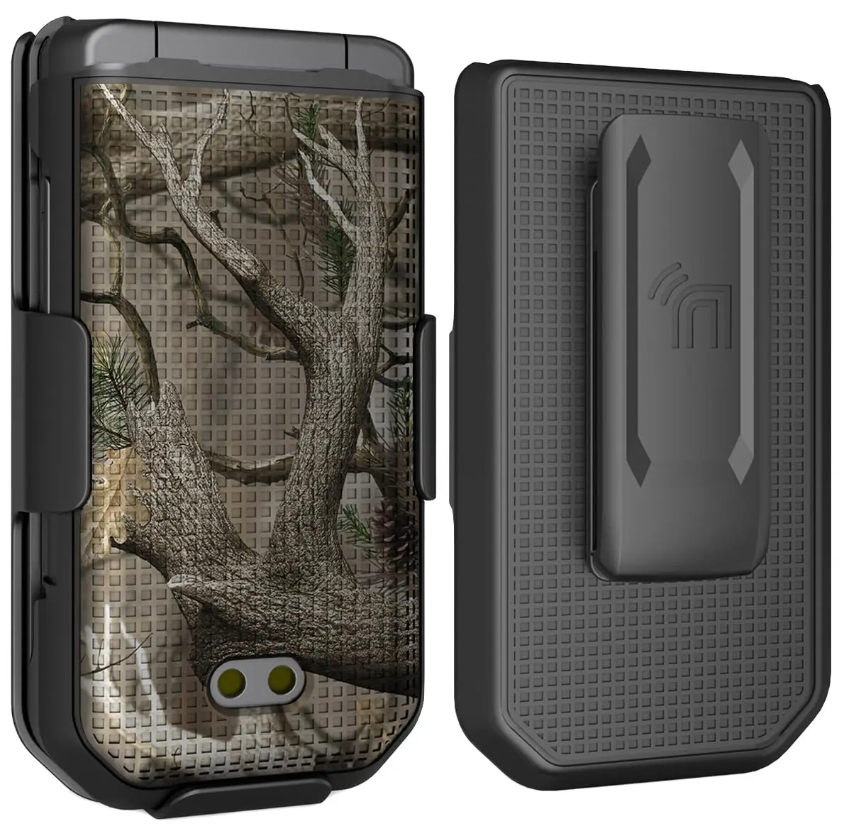 Nakedcellphone CAT S22 Flip Phone Case with Belt Clip Combo - Camo | Hard Shell & Rotating Holster Holder - view 7