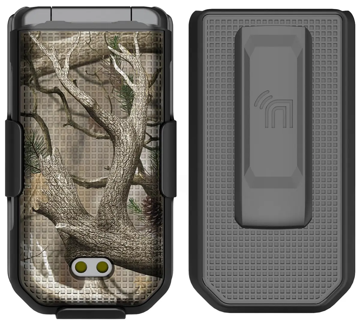 Nakedcellphone CAT S22 Flip Phone Case with Belt Clip Combo - Camo | Hard Shell & Rotating Holster Holder - view 2
