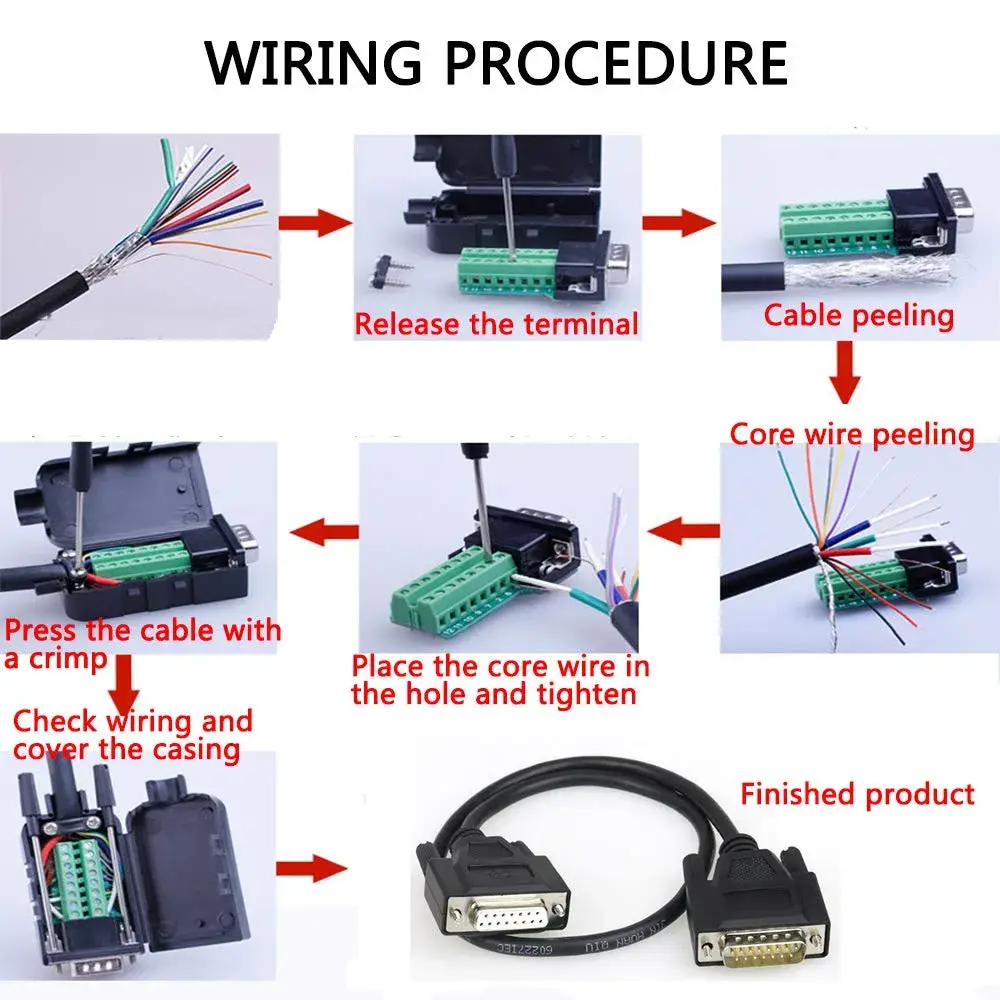 ANMBEST DB15 Solderless RS232 Serial to 15 Pin Terminal Male Adapter (2-Pack, Black) | Connect Legacy Devices - view 7