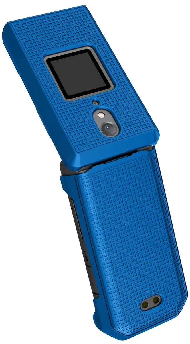 Nakedcellphone Grid Series CAT S22 Flip Phone Case - Blue | Protective Hard Shell Cover - view 5