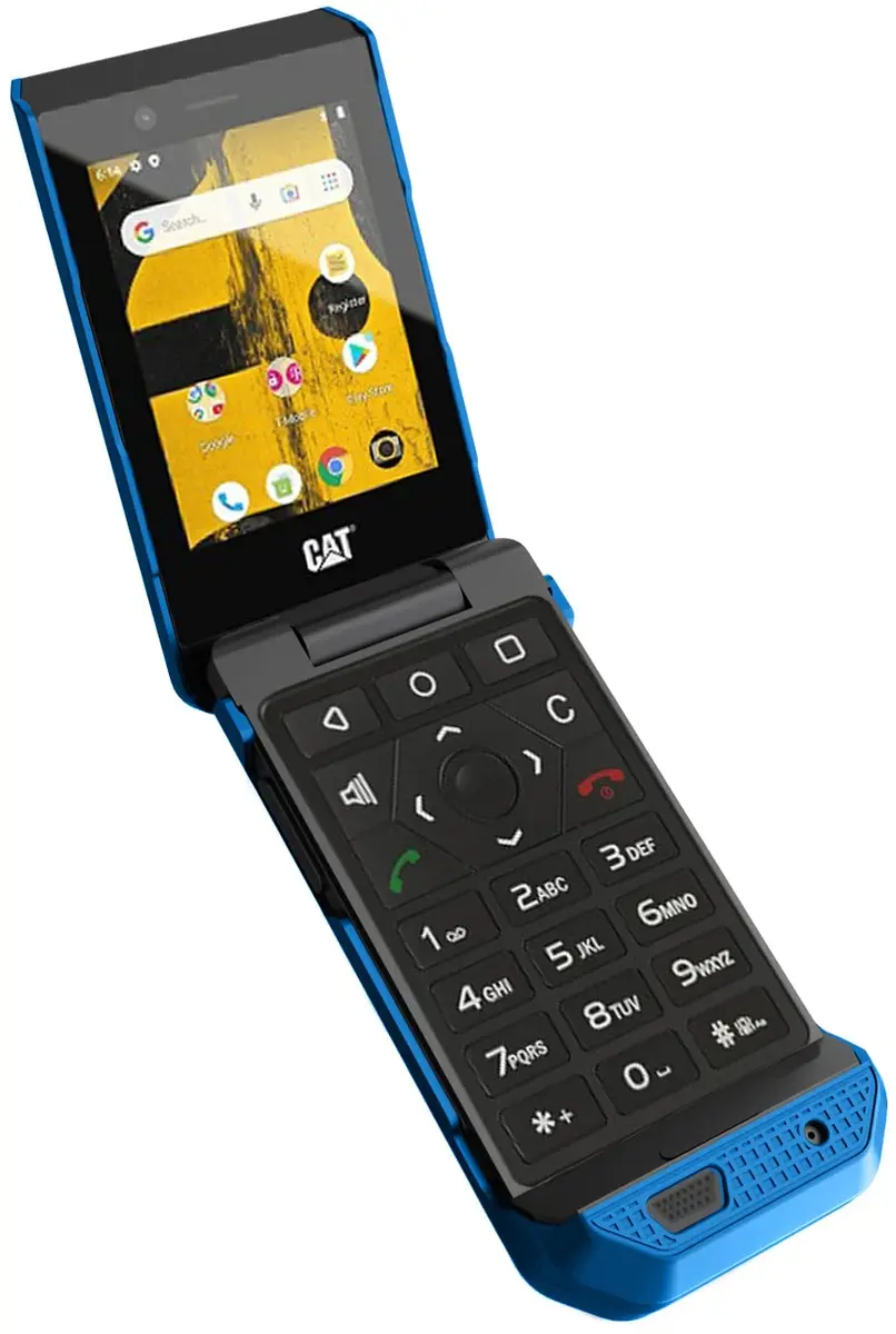 Nakedcellphone Grid Series CAT S22 Flip Phone Case - Blue | Protective Hard Shell Cover - view 6