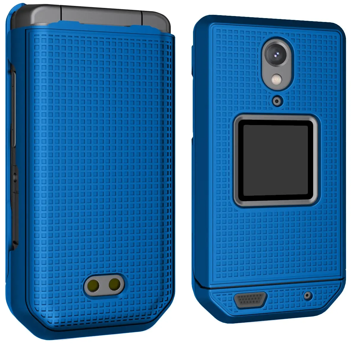 Nakedcellphone Grid Series CAT S22 Flip Phone Case - Blue | Protective Hard Shell Cover - view 7