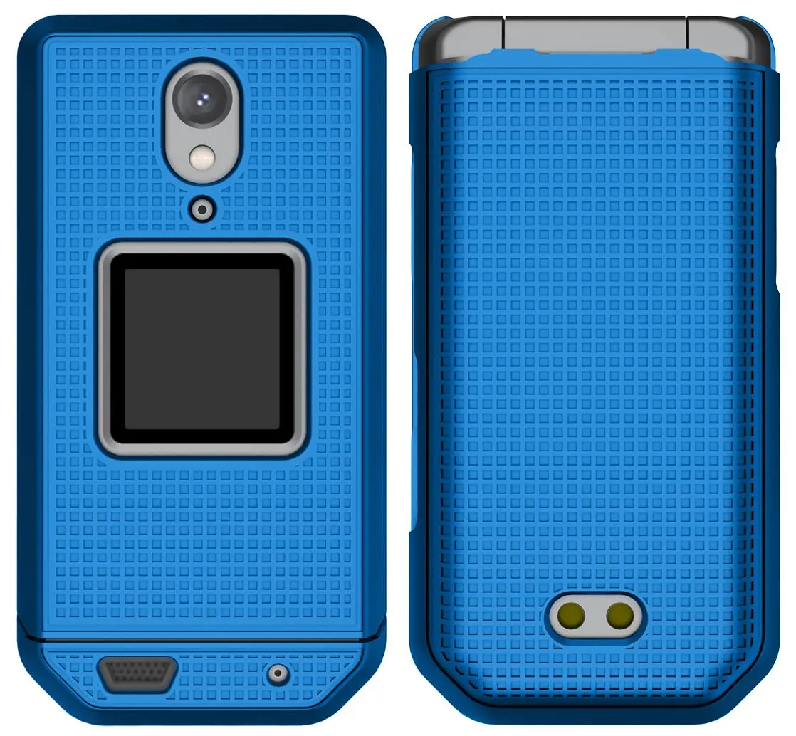 Nakedcellphone Grid Series CAT S22 Flip Phone Case - Blue | Protective Hard Shell Cover - view 2