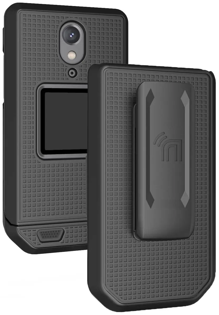 Nakedcellphone Combo for CAT S22 Flip Phone Case with Belt Clip - Black | Slim Polycarbonate Cover & Rotating Holster - main product image