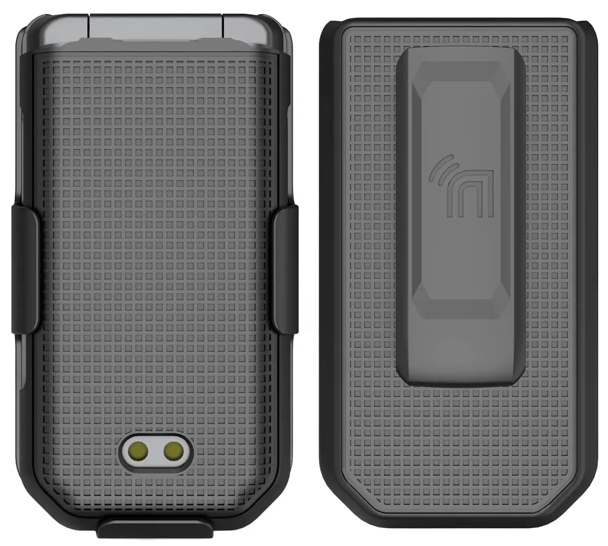 Nakedcellphone Combo for CAT S22 Flip Phone Case with Belt Clip - Black | Slim Polycarbonate Cover & Rotating Holster - view 3