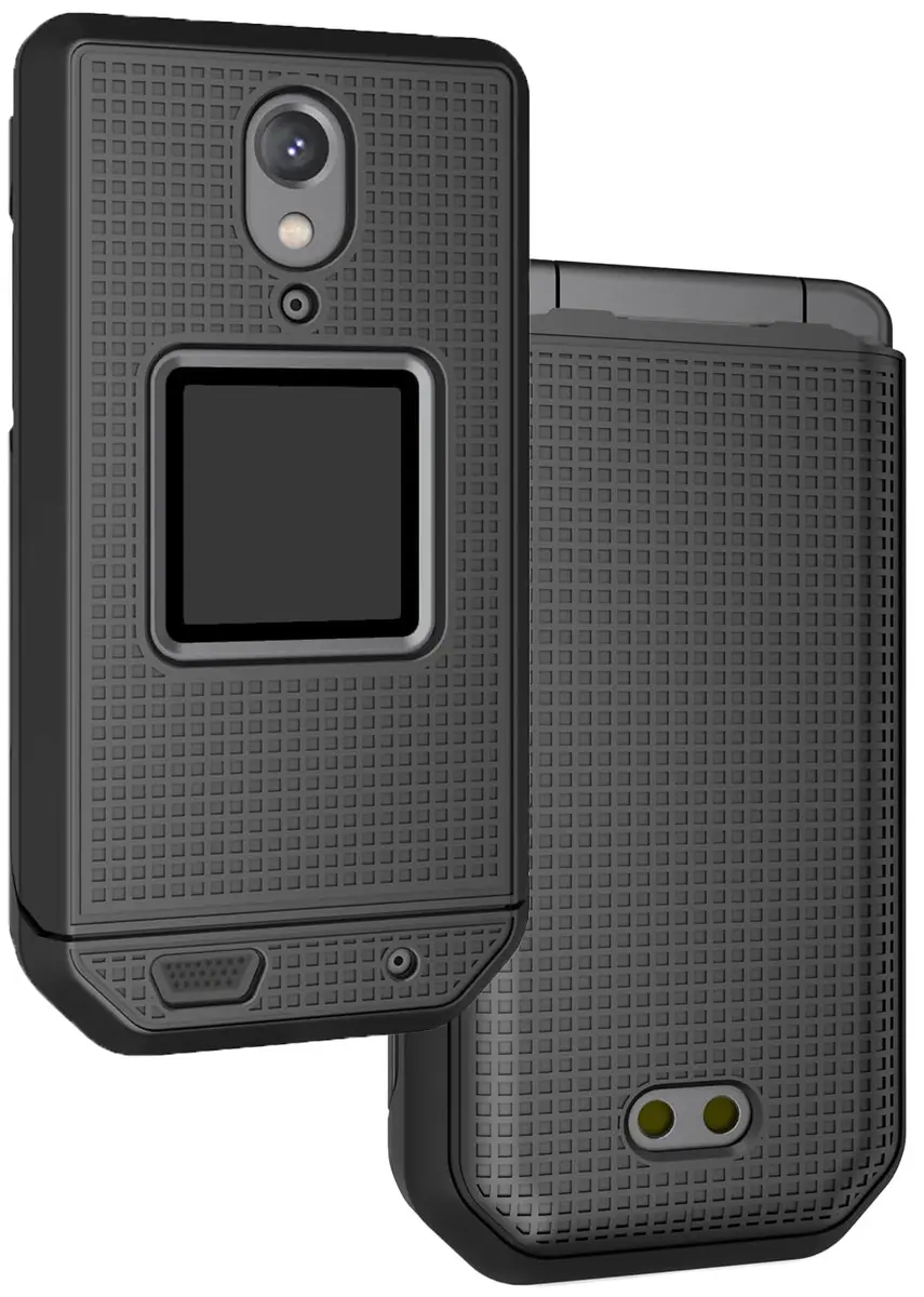 Nakedcellphone Grid Series Black Flip Phone Case for CAT S22 | Hard Polycarbonate with Matte Grip - main product image